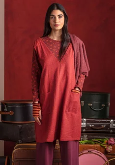 Woven dress in organic cotton - rust