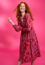 “Moonlight” woven viscose/linen dress - bright red
