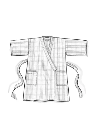 Kimono à carreaux "Coimbatore" en coton biologique - bleu pigeon