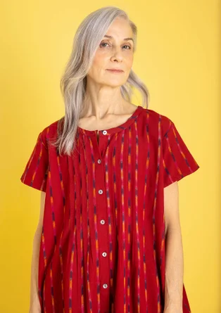 Robe "Ikat" en coton tissé - rouge garance