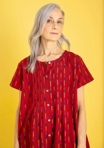 Robe "Ikat" en coton tissé - rouge garance