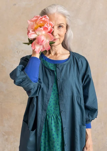 “Tindra” woven organic cotton blouse - indigo green
