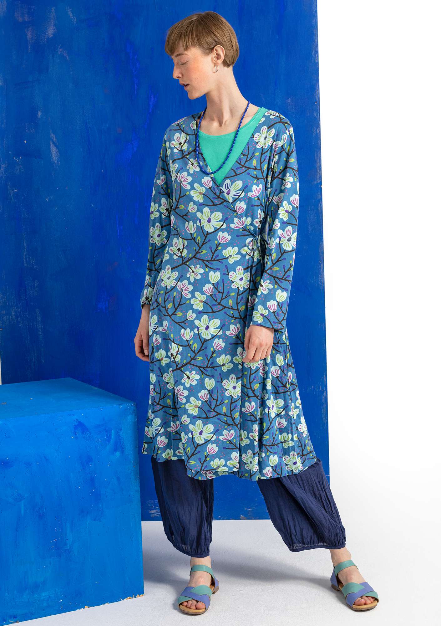 Robe ”Magnolia” en jersey de coton biologique/modal bleu lin thumbnail