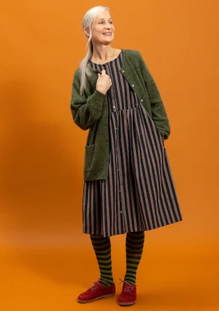 Geweven jurk "Sofia" van biologisch katoen - zwart/chili