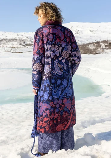 Lang cardigan "Tanana" i bomuld/lyocell - midnatsblå