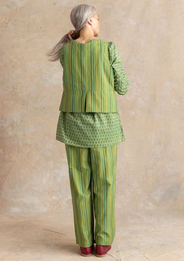 Webweste „Esme“ aus Bio-Baumwolle/Leinen - kiwi-gestreift