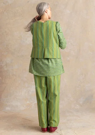 Webweste „Esme“ aus Bio-Baumwolle/Leinen - kiwi-gestreift