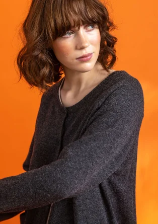 Cardigan in wool - dark ash grey melange