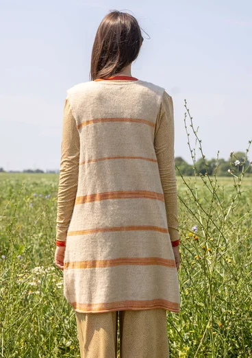 “Sandy” sleeveless top knitted in a blend of alpaca wool and organic/recycled cotton - dark natural