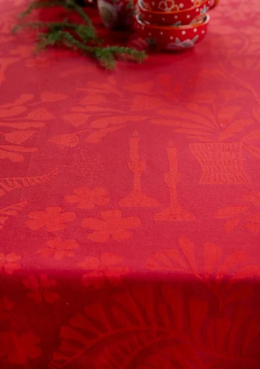“Baluns” tablecloth in organic cotton - poppy