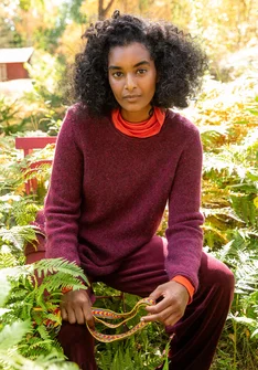 Fluffy, alpaca-blend sweater - aubergine0SL0neps