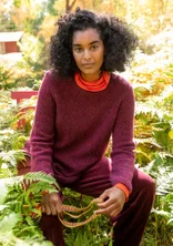 Fluffy, alpaca-blend sweater - aubergine0SL0neps