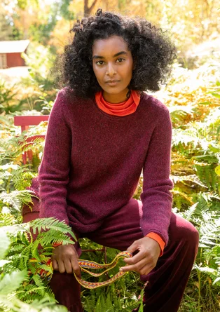 Fluffy, alpaca-blend sweater - aubergine0SL0neps