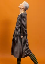 “Sofia” woven dress in organic cotton - black/chilli