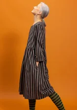 “Sofia” woven dress in organic cotton - black/chilli