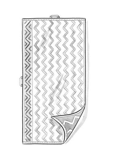 “Zig Zag” bath towel in organic cotton - sky blue