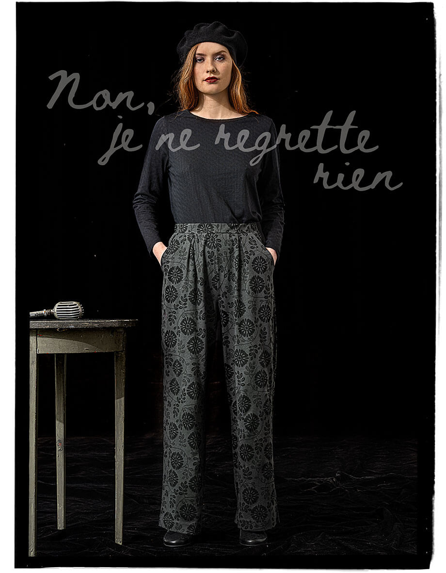 “Piaf” jersey trousers in organic cotton/linen