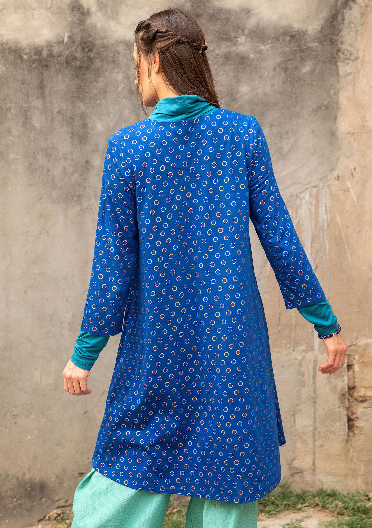 Tricot jurk  Elisabet  van biologisch katoen/modal porseleinblauw thumbnail