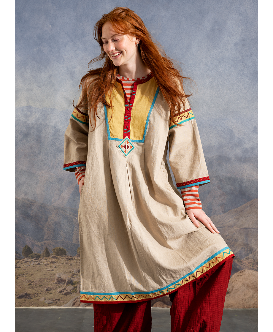 “Prairie” woven dress in organic cotton/linen