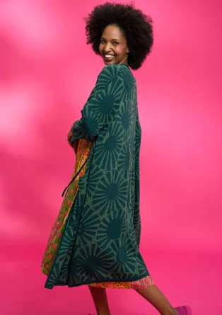 Long gilet "Midori" en coton biologique - vert forêt humide