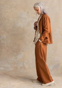 “Esme” woven organic cotton/linen trousers - acorn
