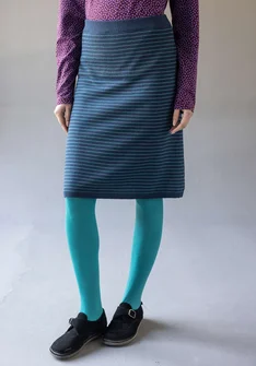 Feinstrickrock „Sylvi“ aus Bio-Baumwolle/Wolle - pazifikblau-aqua