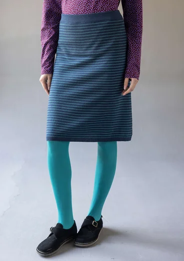 Jupe "Sylvi" en maille fine de coton biologique/laine - bleu Pacifique/vert lagon