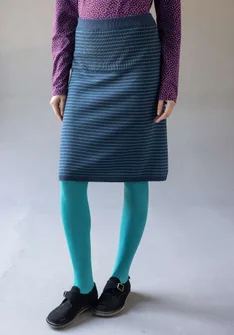 Feinstrickrock „Sylvi“ aus Bio-Baumwolle/Wolle - pazifikblau-aqua