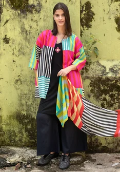 Blouse tissée "Cherai" en coton biologique - fraise des bois