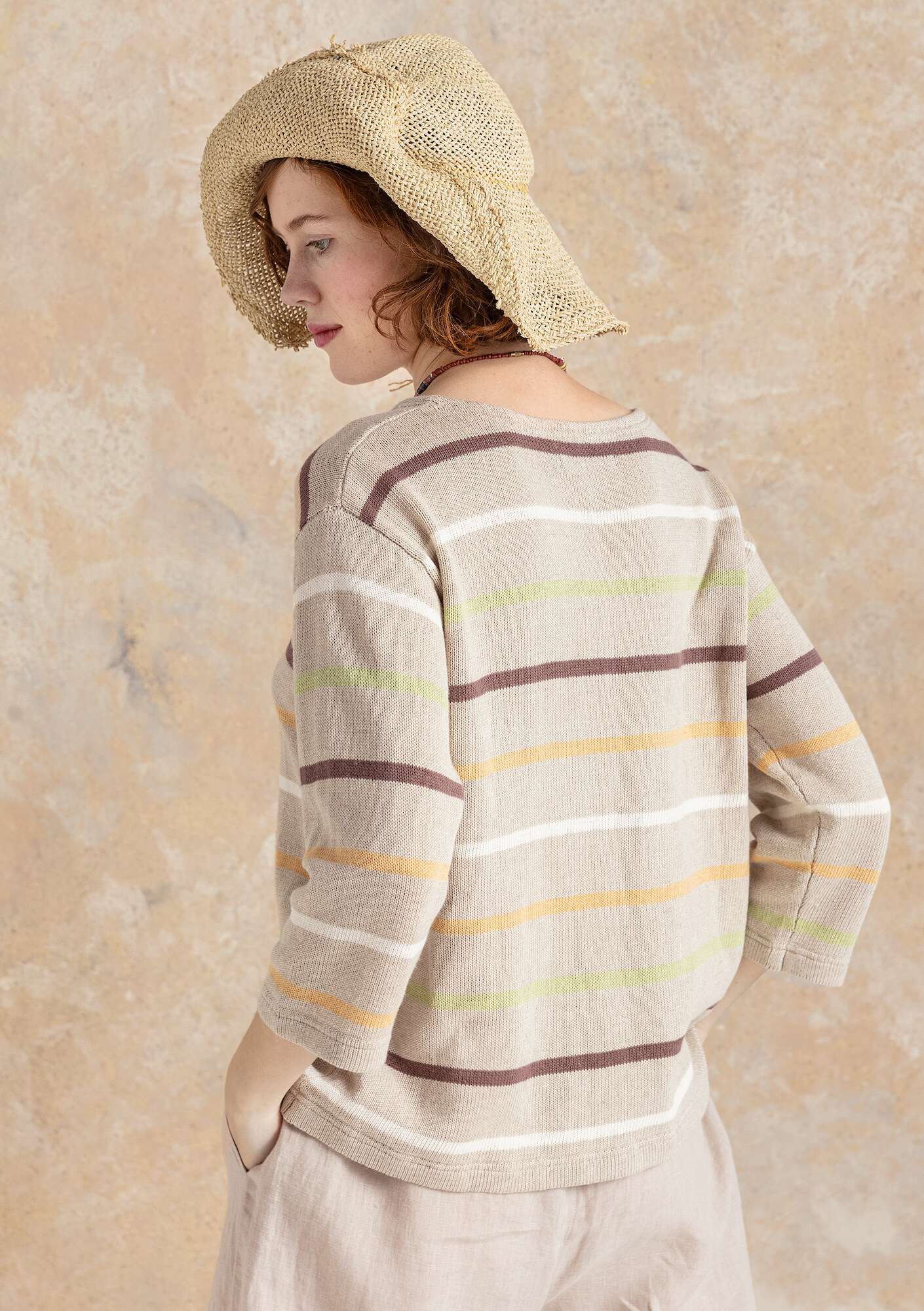 “Farmer” sweater in linen/organic cotton dark nature melange/natural thumbnail