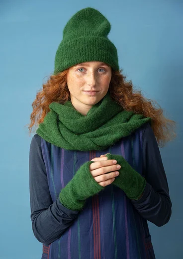Bonnet en alpaga mélangé - vert forêt/chiné