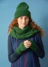Bonnet en alpaga mélangé (vert forêt/chiné Taille unique)