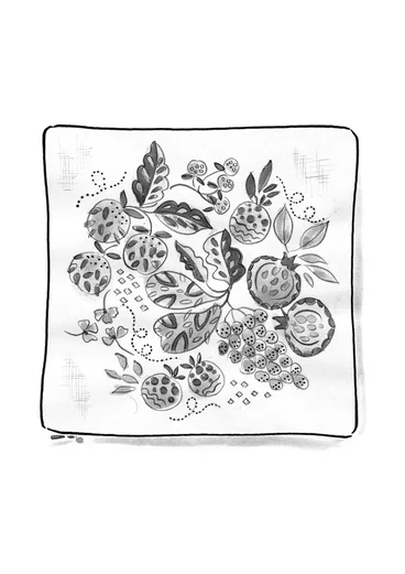 “Fruits” cushion cover in organic cotton - dark ash grey