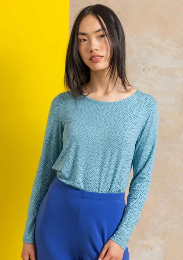 “Bianca” lyocell/elastane jersey top - blue topaz/patterned