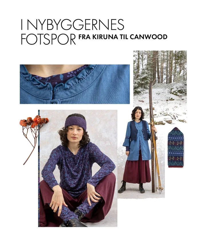 A collage of women wearing clothing from Gudrun Sjödén’s 2025 winter collection.  