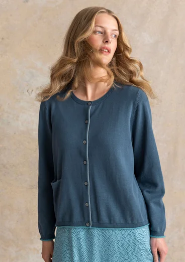 Cardigan "Esme" i økologisk/genanvendt bomuld - indigo grøn