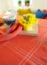 Nappe à carreaux en lin mélangé (piment Taille unique)