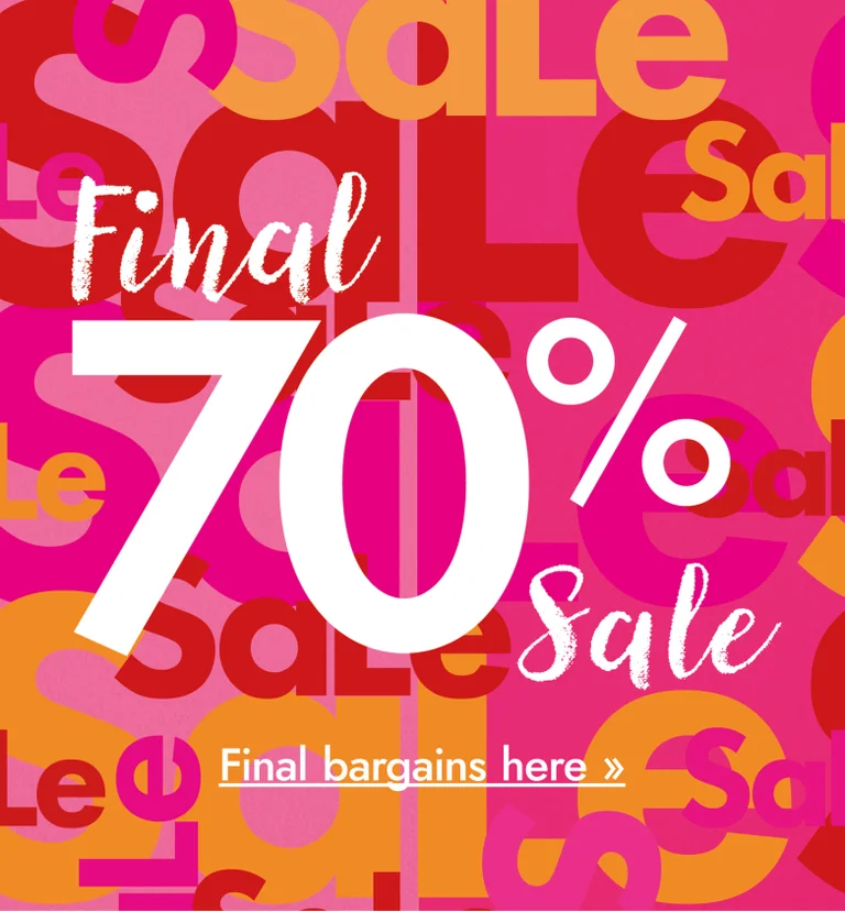 A graphic collage with a pink background and the word “Sale” in various sizes and colours.