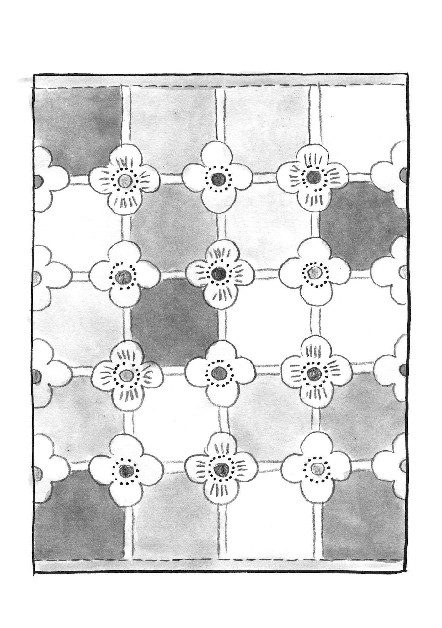  Jacquardkudottu matto ”Tiles” ekopuuvillaa