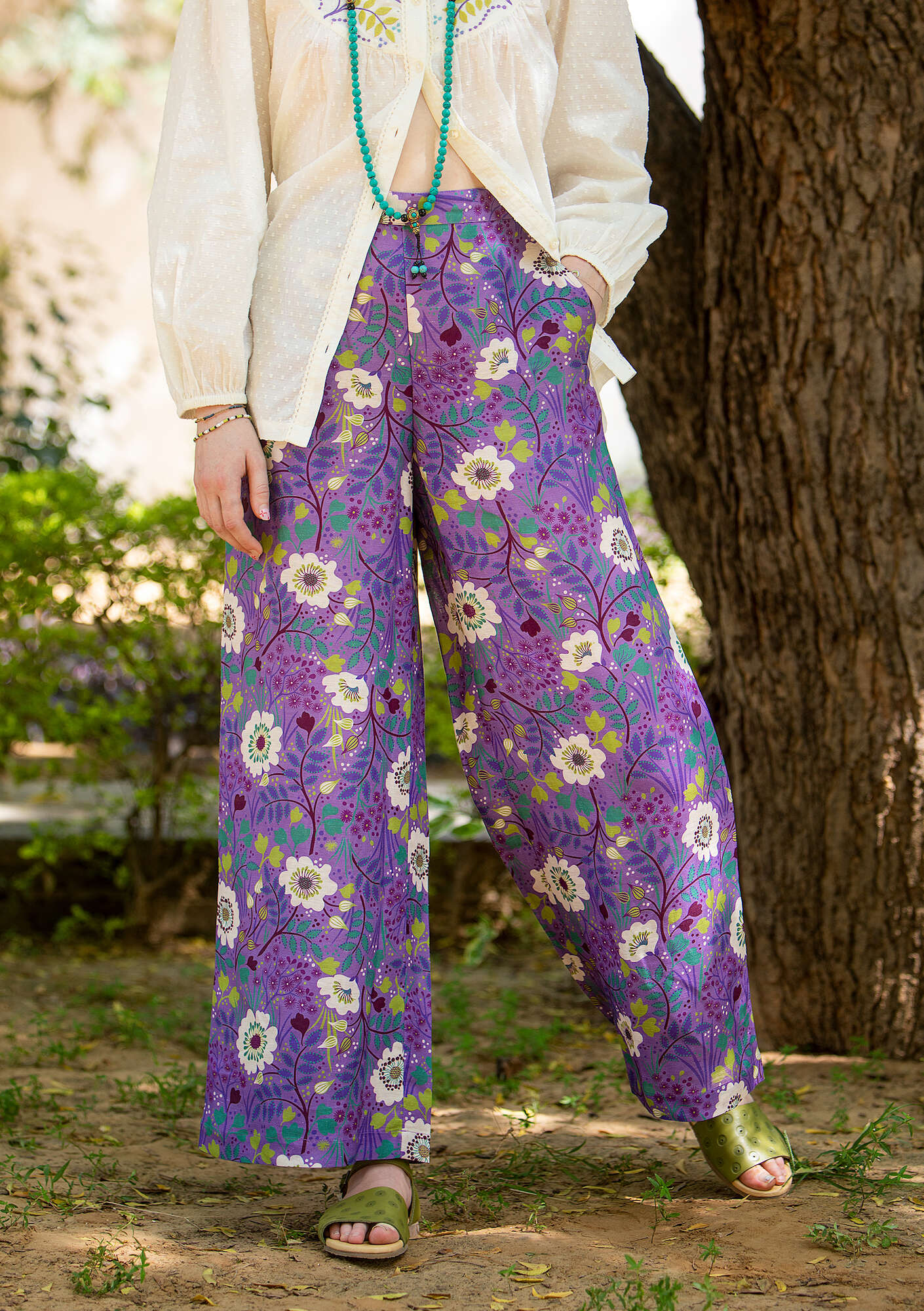 “Primavera” woven pants in linen/modal hyacinth thumbnail