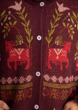 Strickjacke „Fåle“ aus Lammwollmischung/Bio-Baumwolle - aubergine
