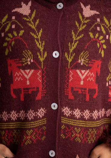 Strickjacke „Fåle“ aus Lammwollmischung/Bio-Baumwolle - aubergine