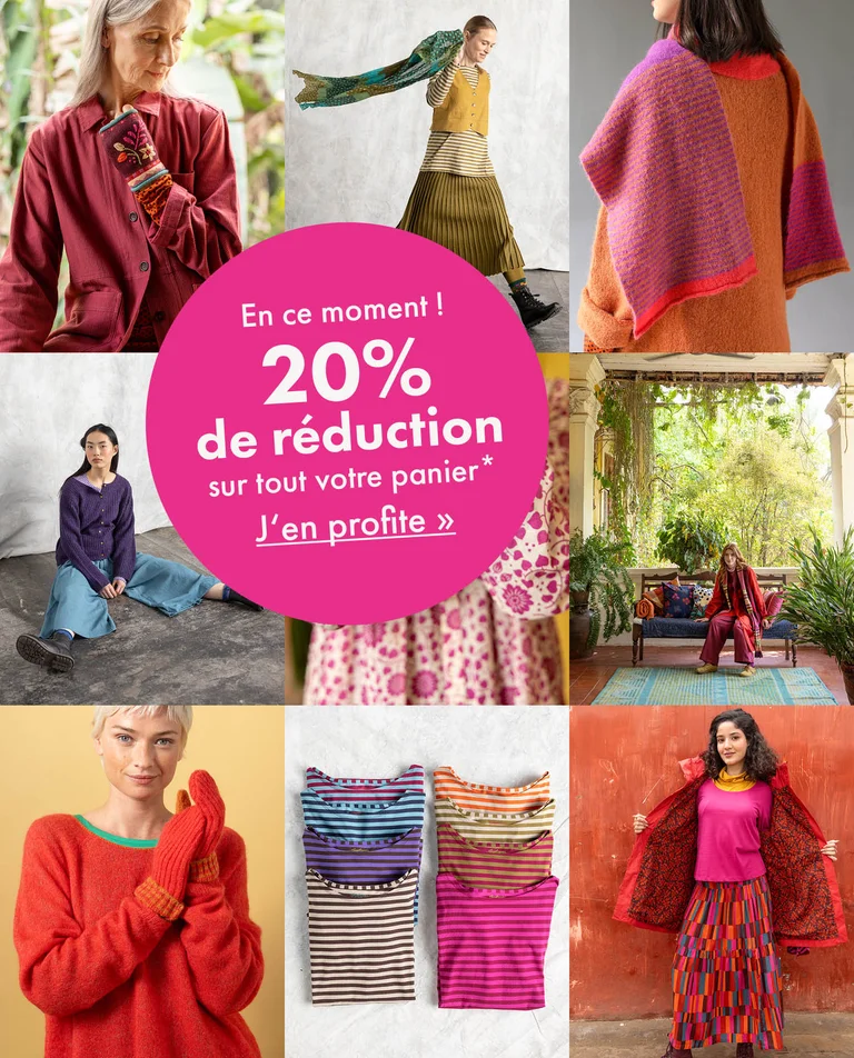 Un collage avec des vêtements provenant de la collection d'automne et de la collection capsule en maille 2025 de Gudrun Sjödén. 