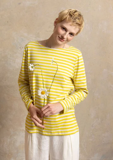 Striped essential top in organic cotton - dijon/feather