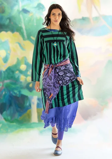 Robe "Madalena" en jersey de coton biologique/modal - vert bouteille clair/indigo foncé