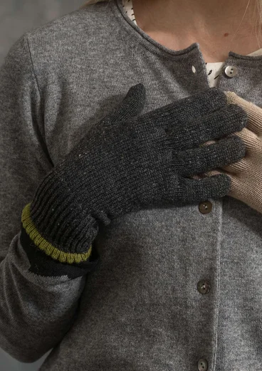 Gloves in organic cotton/wool with touchscreen function - dark ash grey