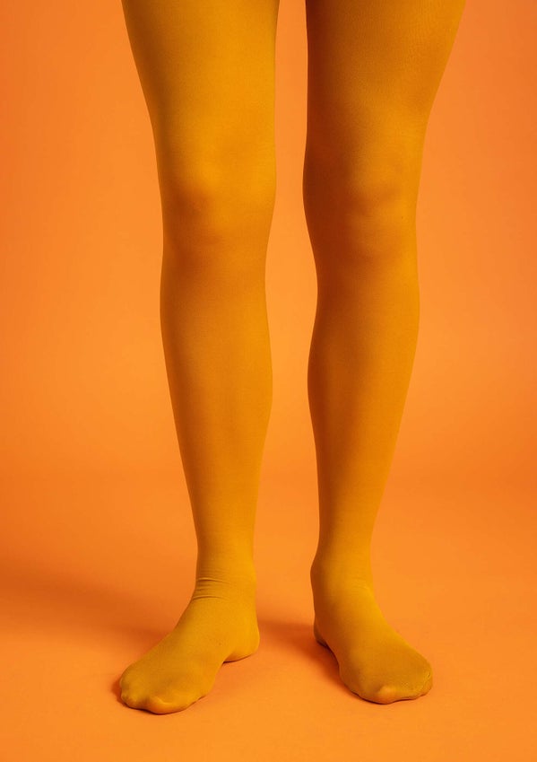 Ensfarvede strømpebukser mustard