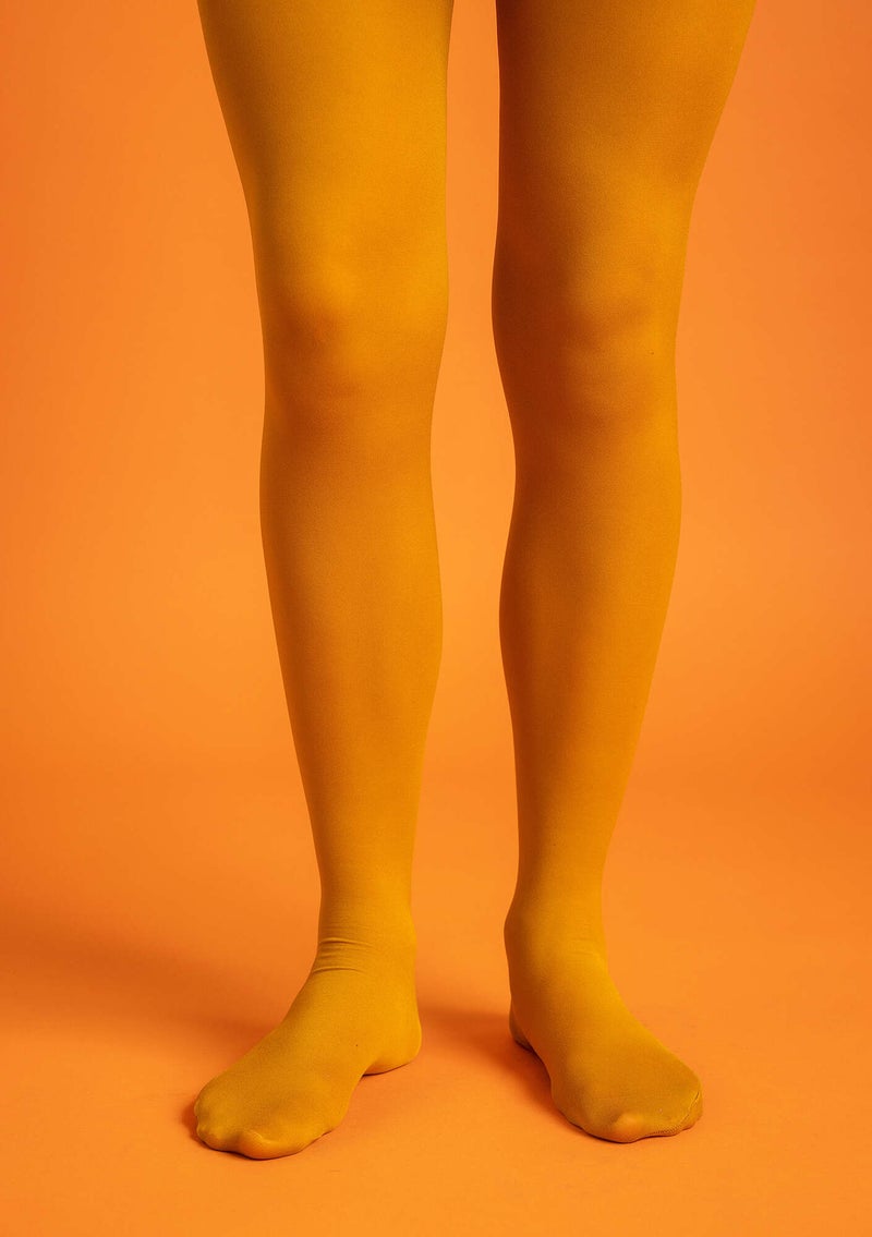 Solid-colour tights made from recycled polyamide mustard