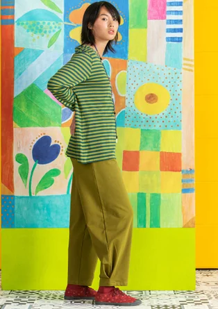 “Cozy” organic cotton/elastane jersey trousers  - dark olive