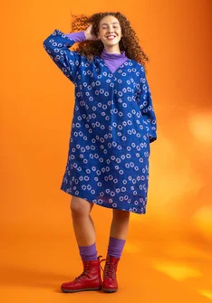 Robe "Jasmine" en lin tissé - indigo/motif